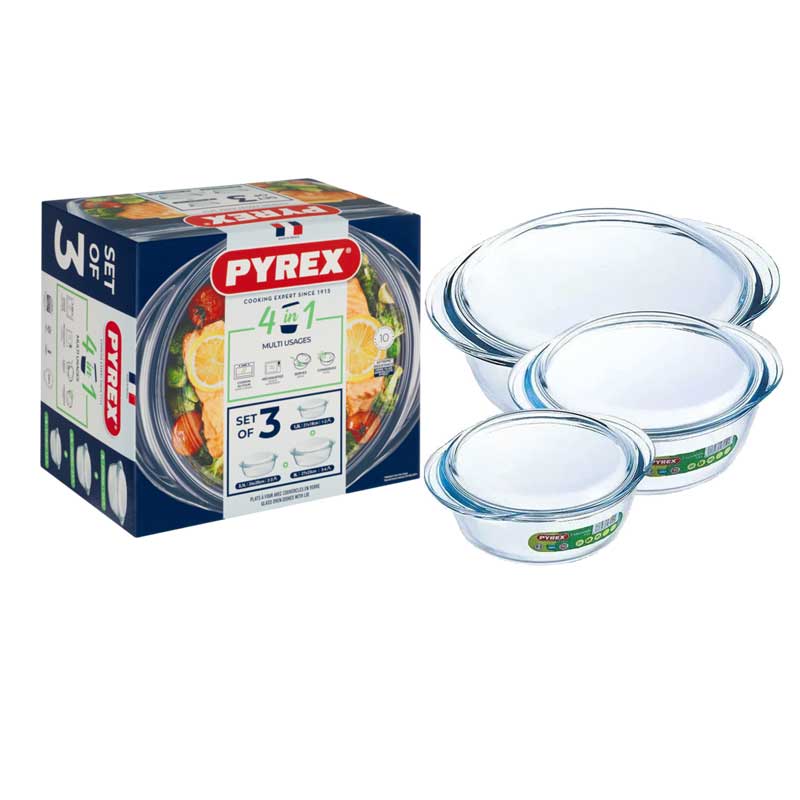 Pyrex essentials casserole set of 3